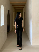 Lost Ball Stud Boat Neck Slit Half Tee