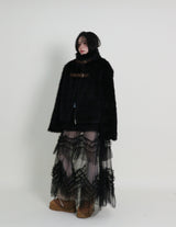 レイチェル 2ベルトディテールショート丈ファージャケット (Lining Quilted)