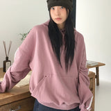 [6 color] マイクルトラックカラースナップリベットオーバーサイズフィットフーディドTシャツ
