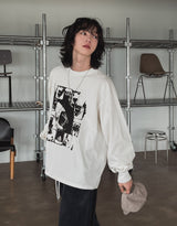 レムプリントロングスリーブTシャツ