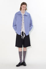 Relaxed and casual lapel and stand-up collar shirt