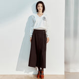  BUCKLE PLEATS WRAP SKIRT_BLACK