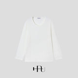 [HFORUS MADE]Forus ニットプリーツUネックロングスリーブス イン アイボリー
