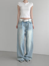 (Unisex) Lumen Double Pocket Washed Denim