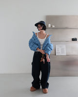 Bobby Checkered Cropped Padded Jacket