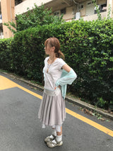 mile button layered skirt
