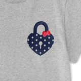 ハートロックドットクロップTシャツ (グレー)