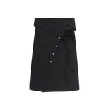 LAYERABLE BUTTON WRAP SKIRT (BLACK)
