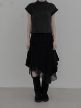 Anti-Fur Half-Pola Short-Sleeve Knit