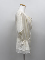 [Short Sleeve Version] Drape Color Matching Loose Fit Blouse