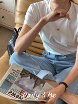 Basic cotton round T-shirt(3color)