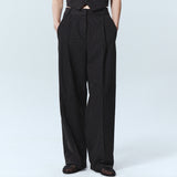 TAILORED STRIPE PINTUCK SLACKS_NAVY