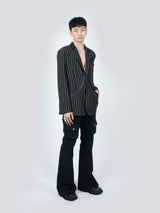 Curved Cargo Flare Pants (Black)
