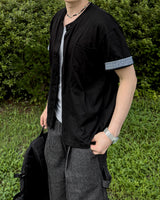 Moment Check Roll-Up Short Sleeve Cardigan