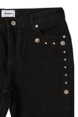 スタッドブーツカットデニムパンツ (BLACK) ウィメン