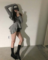wave asymmetric flare knit cd + top set