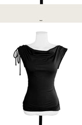 nouveau drape asymmetrical sleeveless top