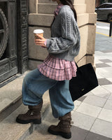 ブラッシュフレアチェックシャツドレス