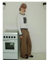 UnsocialNight2025 Autumn New Products Copper Hot Diamond Machete Casual Elastic Waist Mopping Trousers Women