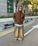 Oversized Two-Way Washed Puffer Jacket (6oz)