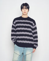 25FW ウェーブストライプモヘアニット ブラック
