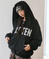 KITTEN EARS ZIP UP HOODIE BLACK(CV2GFFM484A)