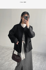 [2oz lining] Hairy wool round jacket