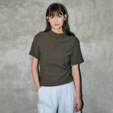 Back Zipper Wrinkle Tee Brown