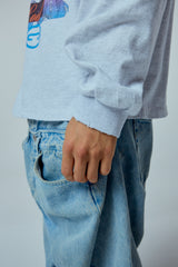 Street league artwork damage washing over-crop fit long sleeve (Melange)