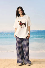 スエードドッグタオルパッチTシャツ