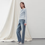SHIRRING DRAPE LONG SLEEVE TOP CLOUD