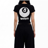 Stretch Cotton Slim Short Sleeve T-shirt Eight Ball Black