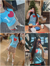 Love Blue Cotton Short Sleeve T-shirt