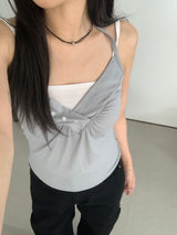 Moen V-Neck Halter-Neck Button Top