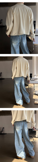 [Unisex] カーブダーツワイドデニムパンツ