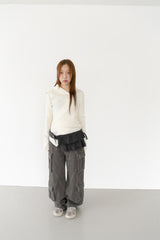 button pola flare sleeve knit(3colors)