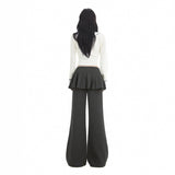 Layered Pleated Skirt Flare Pants