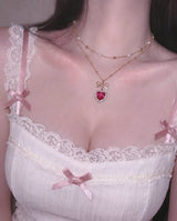 ロージーハートプリンセスレイヤードネックレス - ゴールドカラー (STAYC Seeun Necklace)