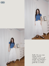 Cotton Punching Banded Waist Long Skirt