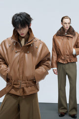 Faux Fur Puffer Biker Jacket