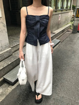 ミル バック バンディング ワイド ピンタック ロング パンツ