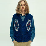 チマヨパターンブラッシュニットベスト navy