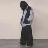 layered deconstructed zip-up hoodie_blue