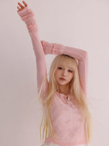 [Rose Island] Layer upon layer of islands, color-blocked ruffled edges, elastic layered double-color base shirt, light and transparent feel layered inside and out