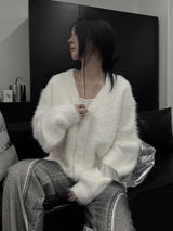 overfit blanc angora knit cardigan (unisex)