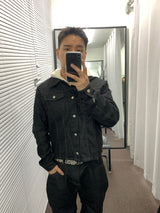 Non-Fade Wrap Slash Denim Jacket
