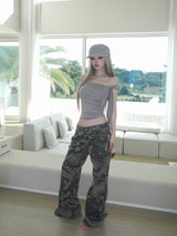 flower camo straight jeans