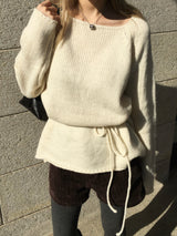 [Guest Look] ラテボートネックルーズロングニット (4c)