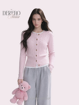 Baby Pink Cable Knit Cardigan