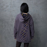 SLASHED CHECK HOODIE: PURPLE